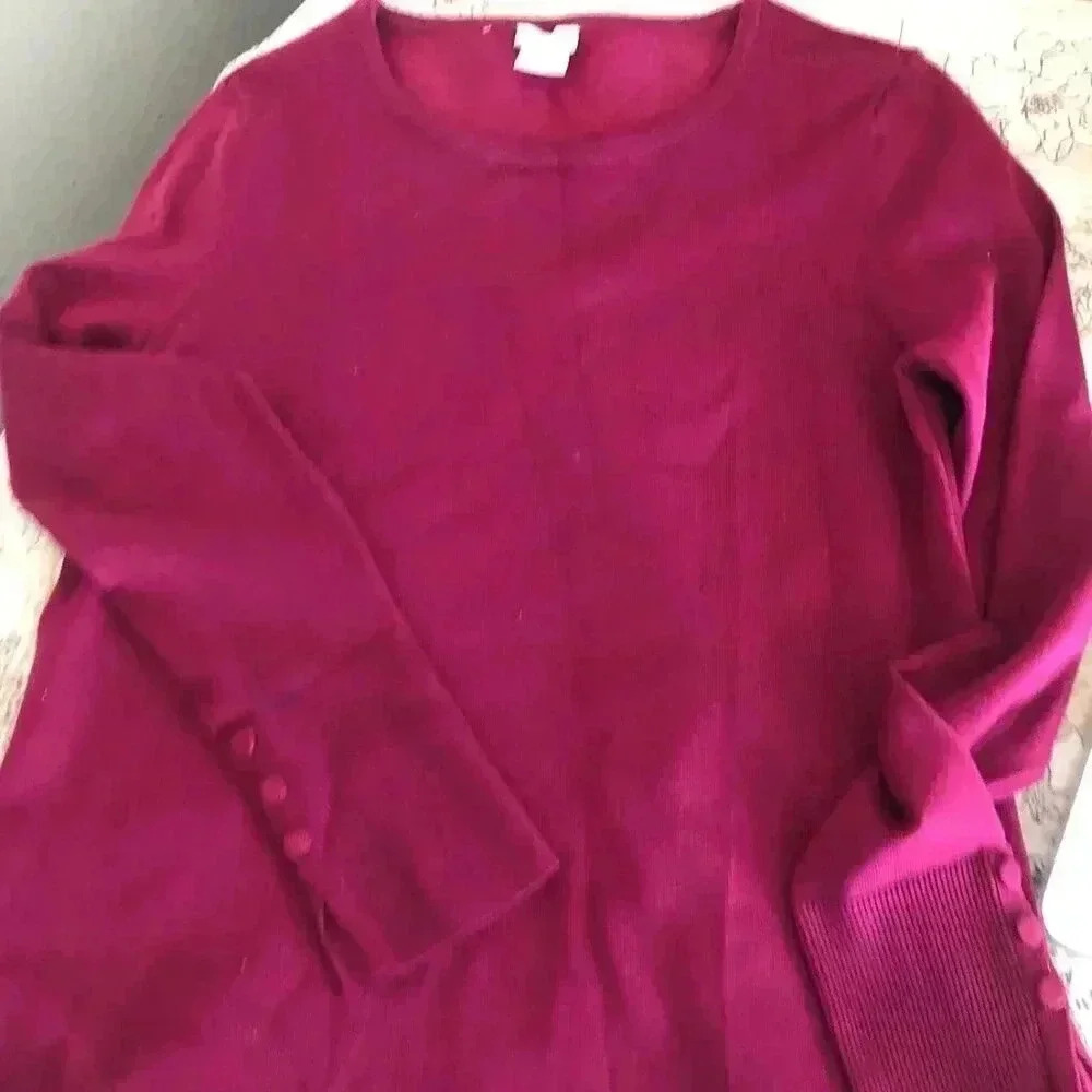 Chicos mulberry button sleeve pullover sweater 0P